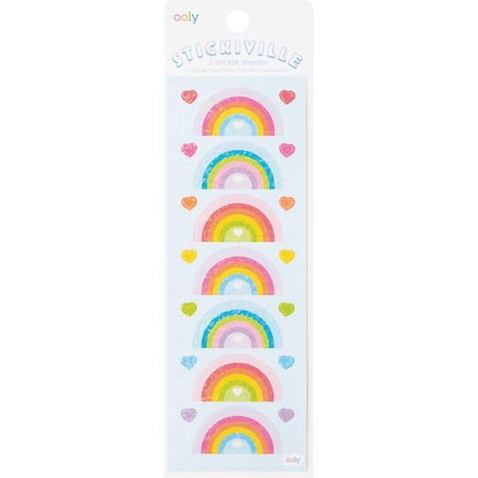Ooly Stickiville Rainbow Love Holographic Glitter Skinny Sticker Sheet, 2ct.
